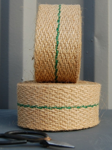 Nutscene Herringbone Juteband | Natur+Grün