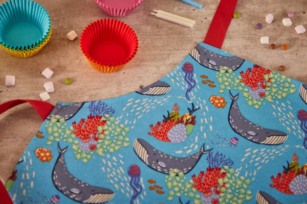 Kinderschürze mit Wachstuchüberzug | Motiv: Unterwasser-Wunder