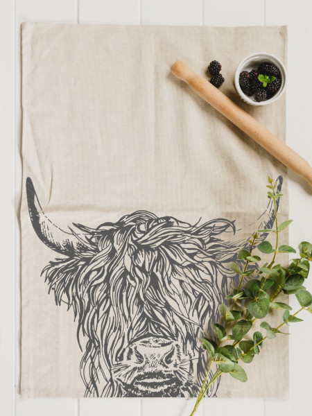 Geschirrtuch Highland Cow | Leinen 50/50