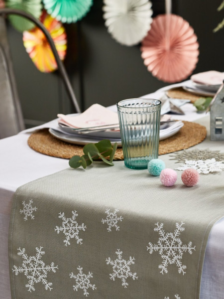 Tischläufer Schneeflocke | 100% Leinen | von Ulster Weavers