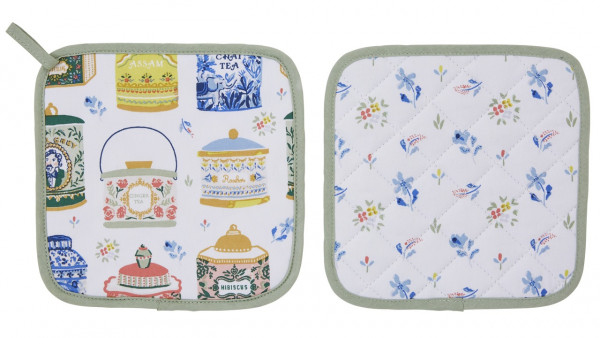 Topflappen Teedosen - Vorder- u. Rückseite | von Ulster Weavers