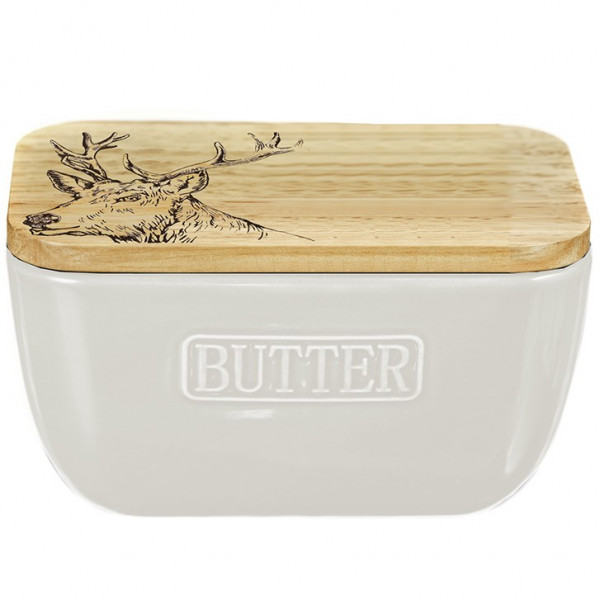 Hirsch | Butterdose weiß