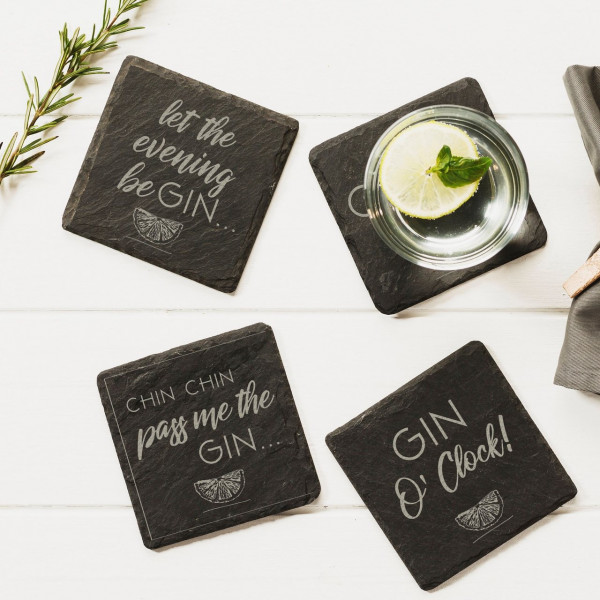 Schieferuntersetzer 4er-Set | Gin