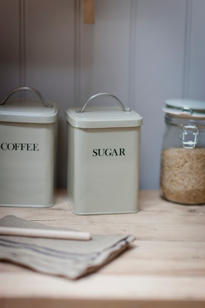 Zuckerdose aus Metall - in dunklem oder hellem Grau