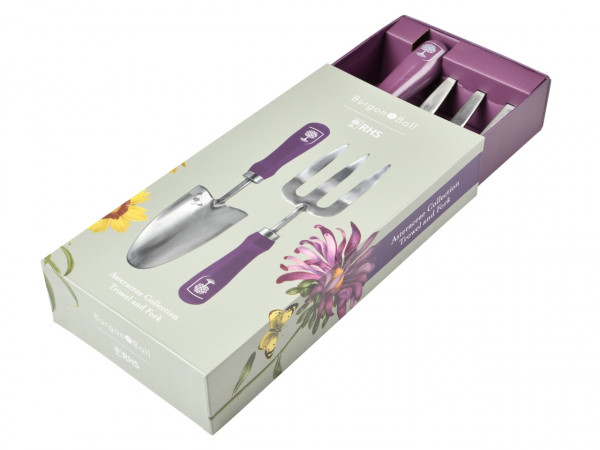 Sommeraster Präsentbox | Gartenschaufel & -gabel | leicht geöffnet