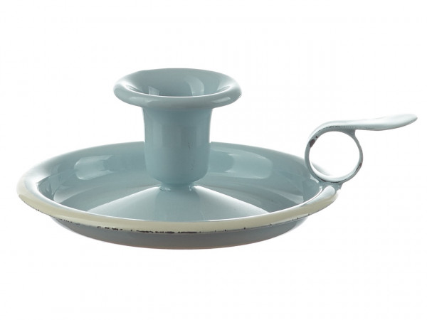 Kerzenhalter aus Emaille, hellblau