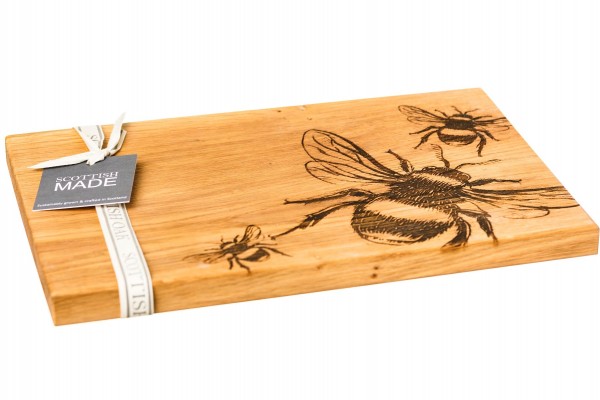 Servierbrett aus Eiche, Motiv Bees , Scottish Made