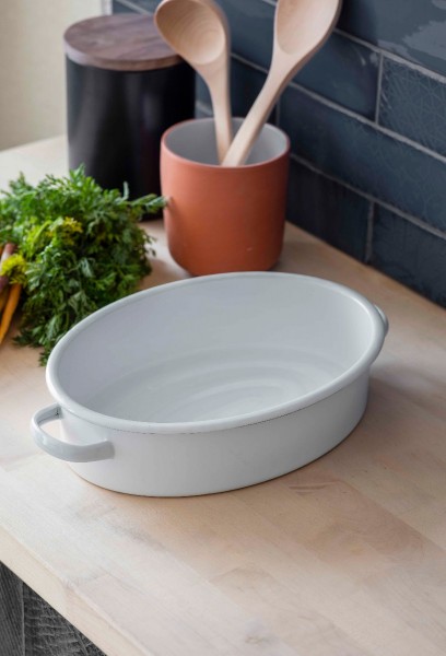 Emaille-Bräter, weiß, oval