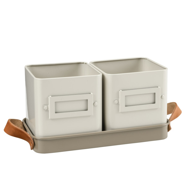 Kräutertöpfe aus Metall, pulverbeschichtet in hellem Beige