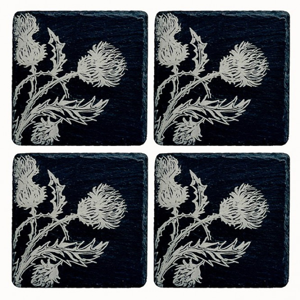 Schieferuntersetzer 4er-Set | Distel