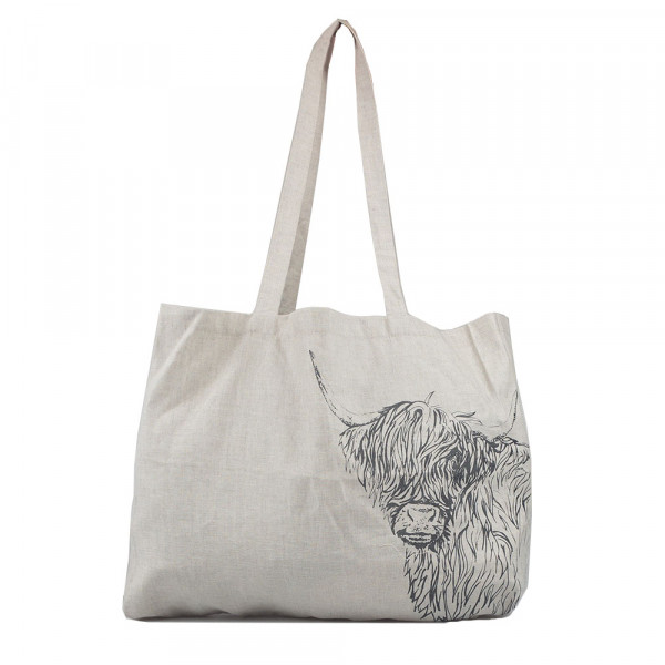 Leinen-Tote Bag | Tragetasche | Highland Cow