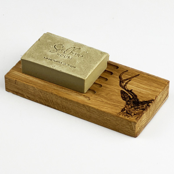 Seifenschale aus Eichenholz | Motiv Hirsch