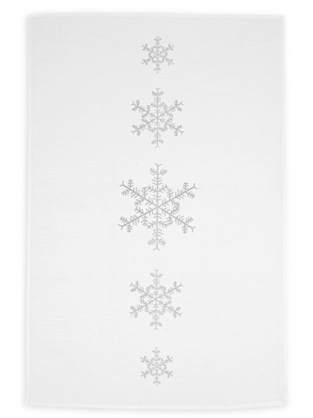 Geschirrtuch Schneeflocke, weiß mit silbernem Metallic-Druck