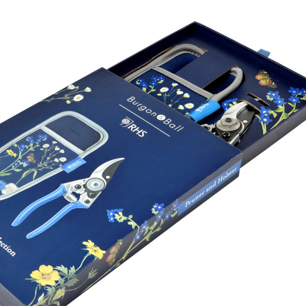 Präsentbox British Meadow - Gartenschere mit Holster, halb geöffnet