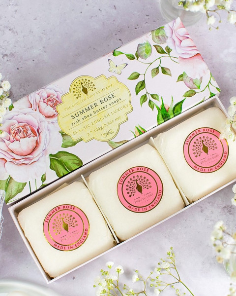 Duftseifen Geschenkbox Sommer-Rose 3 x 100 g | The English Soap Company
