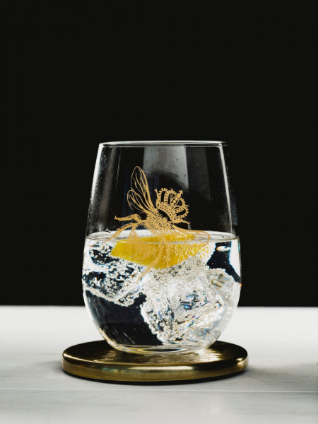 Bienenkönigin | Tumbler-Glas mit Untersetzer