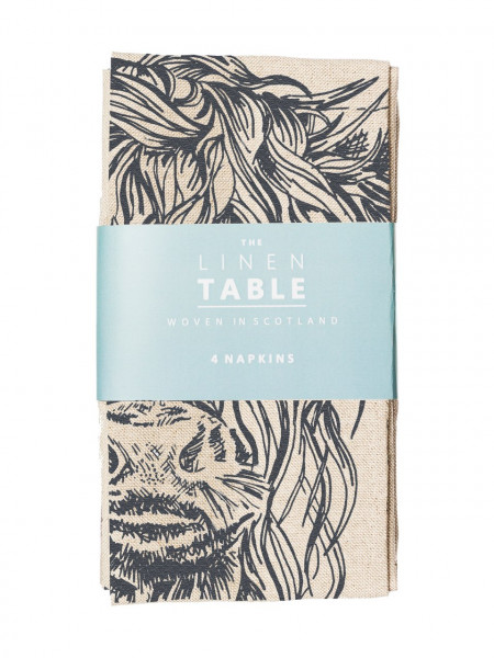 Servietten - 4 Stück | Leinen 50/50 | Motiv Highland Cow