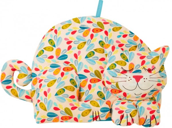 Dekorative Teehaube aus Baumwolle | Ein entspanntes Nickerchen auf dem Tisch? Diese Mieze darf das!